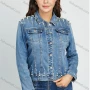 Wholesale Women's Casual Collared Long Sleeve Button Down Pearl Decor Denim Jacket preview
