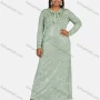 Wholesale Women's Causal Round Neck Long Sleeve Allover Print Tie Front Maxi Knit Dress preview
