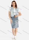 Wholesale Women's Graphic Print Distressed Flap Pockets Ripped Button Front Denim Vest - Liuhuamall