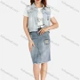 Wholesale Women's Graphic Print Distressed Flap Pockets Ripped Button Front Denim Vest preview
