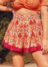 Wholesale Women's Boho Vacation Elastic Waist Floral Print Shorts AY244# - Liuhuamall