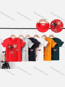 Wholesale Boy's Casual Graphic & Letter Print Round Neck Short Sleeve Modal Cotton Tee, LIUHUA CLOTHING WHOLESALE