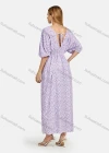 Wholesale Women's Casual V Neck Floral Print Waistband Back Lace Up Maxi Dress 2217-8112# - Liuhuamall