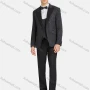Wholesale Men's Formal Lapel Button Jacquard One Button Blazer & Waistcoat & Suit Pants 3-Piece Set 717-29# preview