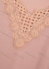 Wholesale Women's Notched Neck Short Sleeve Pearl Lace Applique Knit Tops - Liuhuamall