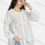 Wholesale Women's Casual Peter Pan Collar Button Down Embroidered Blouse 66620# preview