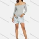 Wholesale Women's Sexy Off Shoulder Long Sleeve Plain Bodysuit Gray Clothing Wholesale Market Liuhua