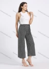 Wholesale Women's Casual Straight Loose Fit Allover Print Cropped Wide leg Pant With Belt - Liuhuamall