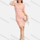 Wholesale Women's Elegant Short Sleeve Crew Neck Rhinestone Button Decor Pencil Plain Silm Fit Knit Short Dress 2116# Pink Clothing Wholesale Market Liuhua
