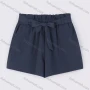 Wholesale Women's Casual Paper Bag Waist Plain Shorts With Tie Belt W124# preview