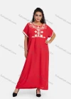 Wholesale Women's African Short Sleeve Floral Embroidery Round Neck Maxi Kaftan Dress #WQ42 - Liuhuamall