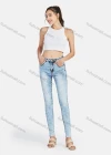 Wholesale Women's Casual Plain Distressed High Waist Skinny Fit Ankle Length Jean - Liuhuamall