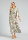 Wholesale Women's Casual Floral Painting Button Belted Maxi Dress - Liuhuamall