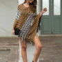 Wholesale Women's Casual Batwing Sleeve Striped Fringe Trim Cape preview