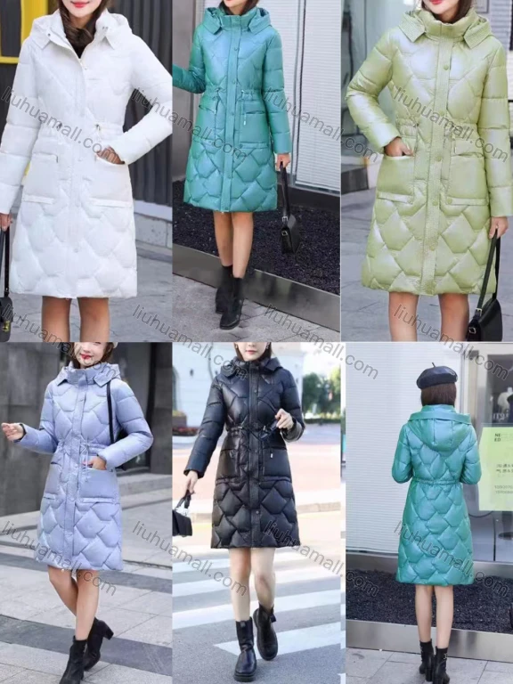Wholesale Women's Casual Hooded Long Sleeve High Waist Thermal Pockets Puffer Coat 815#