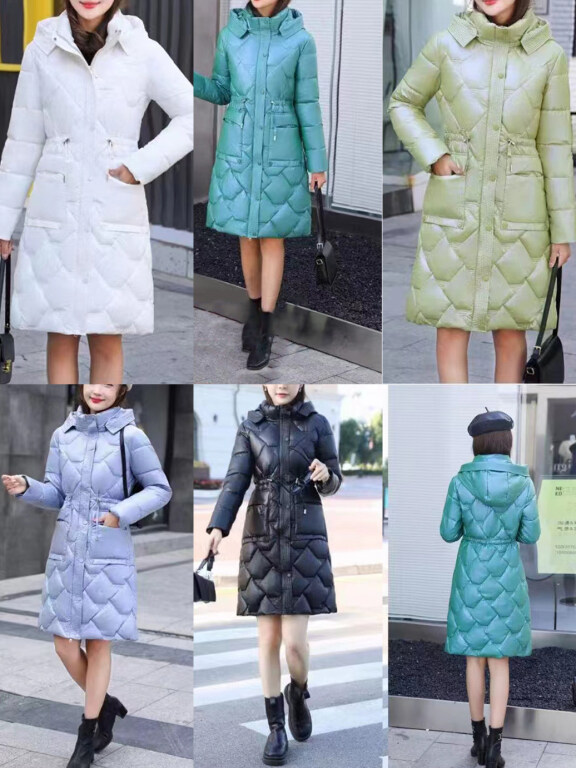 Women's Casual Hooded Long Sleeve High Waist Thermal Pockets Puffer Coat 815#, Clothing Wholesale Market -LIUHUA, 