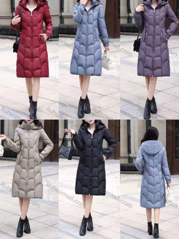 Wholesale Women's Casual Hooded Long Sleeve Thermal Pockets Puffer Coat 8829#