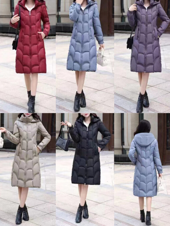 Women's Casual Hooded Long Sleeve Thermal Pockets Puffer Coat 8829#, Clothing Wholesale Market -LIUHUA, 