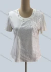 Wholesale Women's Casual Crew Neck Short Sleeve Honeycomb Beaded Blouse - Liuhuamall