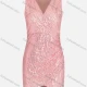 Wholesale Women's Sexy Sleeveless Wrap V Neck Sequins Bodycon Short Dress Pink Clothing Wholesale Market Liuhua