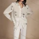 Wholesale Women's Elegant Semi-Sheer Long Sleeve Shirt With Sequin Floral Decoration White Clothing Wholesale Market Liuhua