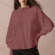 Wholesale Women's Elegant Plain Leg of Mutton Sleeve Shirt With Embroidery Floral Design 26# Clothing Wholesale Market Liuhua