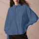 Wholesale Women's Elegant Plain Leg of Mutton Sleeve Shirt With Embroidery Floral Design 27# Clothing Wholesale Market Liuhua