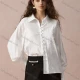 Wholesale Women's Elegant Plain Leg of Mutton Sleeve Shirt With Embroidery Floral Design White Clothing Wholesale Market Liuhua