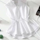 Wholesale Women's Elegant Sleeveless Peplum Top Adjustable Waist Design White Clothing Wholesale Market Liuhua