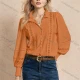 Wholesale Women's Ruffled Button Up Blouse with Puff Sleeves and Decorative Lace Details 9# Clothing Wholesale Market Liuhua