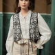 Wholesale Women's Embroidered Waistcoat with Tie Front Design Layered Over Blouse White Clothing Wholesale Market Liuhua