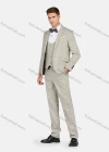 Wholesale Men's Formal Lapel Plaid Pockets Blazer & Vest & Pant 3 Pieces Suit Sets - Liuhuamall