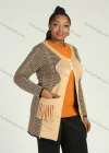 Wholesale Women's Geometric Splicing Button Front Dual Pockets Long Sleeve Cardigan - Liuhuamall