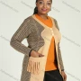 Wholesale Women's Geometric Splicing Button Front Dual Pockets Long Sleeve Cardigan preview