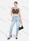 Wholesale Women's Sexy Club Metal Decor Splicing Bustier Push Up Corset Crop Top - Liuhuamall