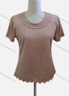 Wholesale Women's Casual Crew Neck Short Sleeve Beaded Blouse - Liuhuamall