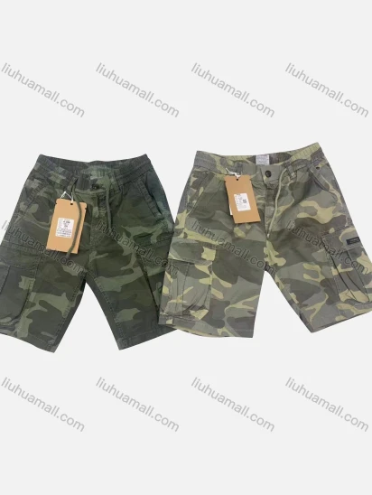 Wholesale Men's Casual Camouflage Flap Pockets Drawstring Shorts A-065#