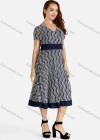 Wholesale Women's Casual Short Sleeve V-Neck Allover Print Ruffle Hem Midi Dress - Liuhuamall