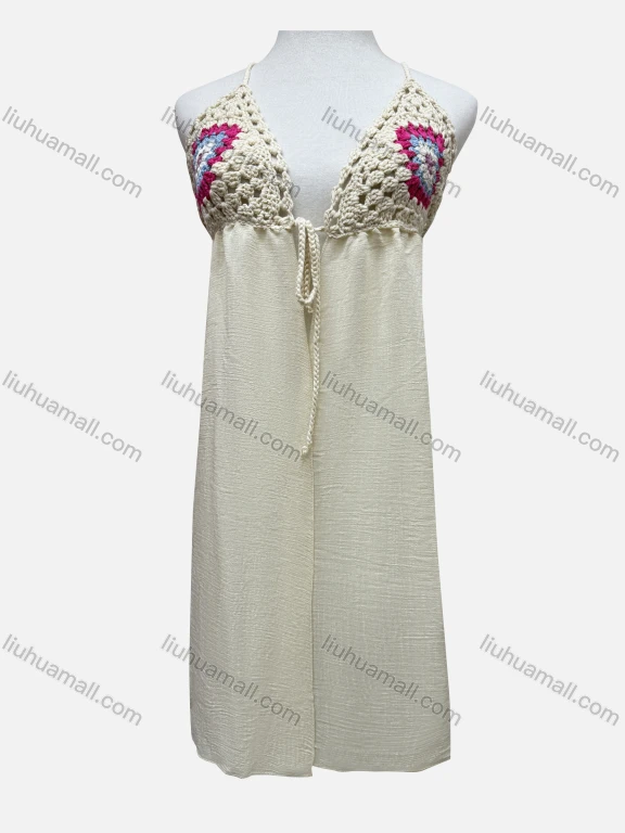 Wholesale Women's Vacation Sleeveless Crochet Drawstring Long Cardigan L031#