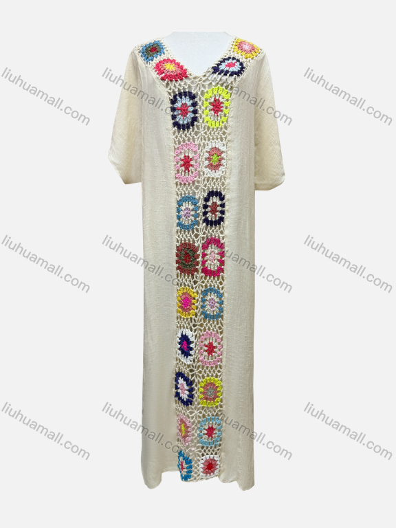 Wholesale Women's Vacation Hollow Out Crochet Cover Up Dress