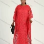 Wholesale Women's African Batwing Sleeve Plain Floral Guipure Lace Maxi Kaftan Dress preview