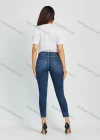 Wholesale Women's High Waist Dark Wash Raw Hem Distressed Button Decor Cropped Skinny Jean - Liuhuamall