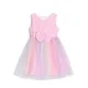 Girls Sleeveless Bow Front Appliques Rainbow Lace Hem Flower Girl Dress Pink Clothing Wholesale Market -LIUHUA