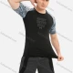 Wholesale Men's Athletic Workout Tight Fitness Splicing Short Sleeve T-shirt 302# Black Clothing Wholesale Market Liuhua