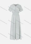 Wholesale Women's Casual Short Sleeve Wrap V Neck Floral Print Shirred Maxi Dress A1625-644832# - Liuhuamall