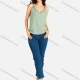 Wholesale Women's Casual Plain V Neck Tank Top Laurel Green Clothing Wholesale Market Liuhua