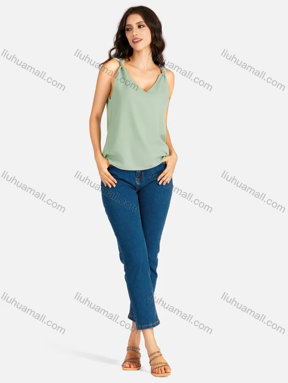 Wholesale Women's Casual Plain V Neck Tank Top, Guangzhou Clothing Wholesale Market & Suppliers - LIUHUAMALL, Women