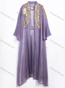 Wholesale Women's Elegant Floral Embroidered Tie Neck Sheer Overlay Maxi Dress 2 Piece Set #SS50827, LIUHUA CLOTHING WHOLESALE