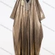 Wholesale Women's Elegant Rhinestone Collar Metallic Pleated Batwing Sleeve Maxi Dress #SS60417 Champagne Clothing Wholesale Market Liuhua