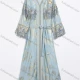 Wholesale Women's Elegant Metallic Print Beaded Fringe Tie Neck Long Sleeve Maxi Dress #SS60101 Blue Clothing Wholesale Market Liuhua